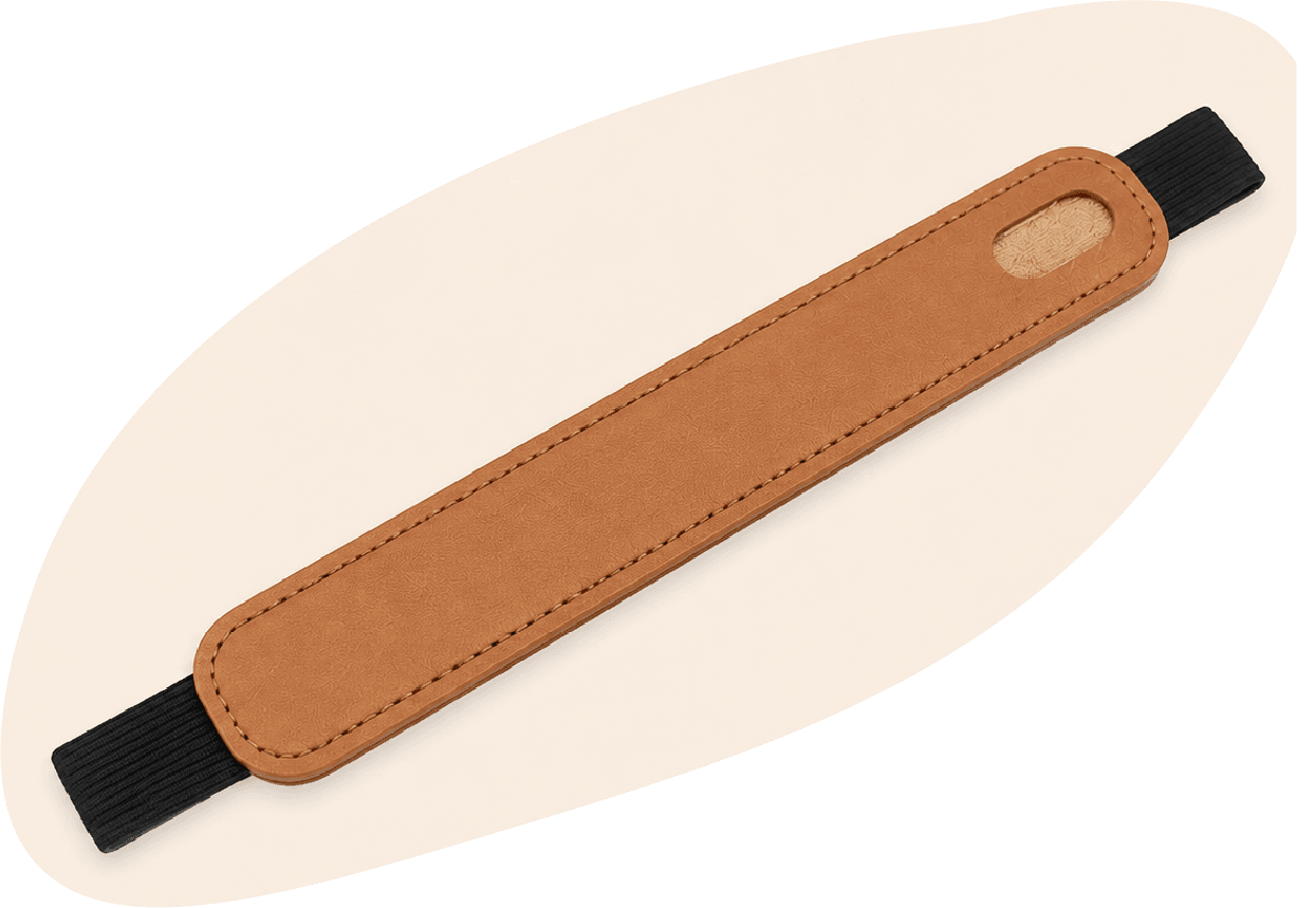 Elastic-Mounted PU Pen Holder
